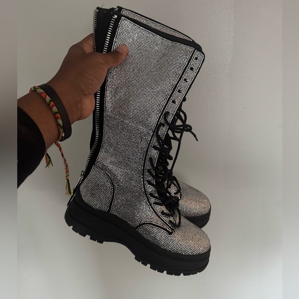 Steve Madden Silver Lace-Up Women's Boots